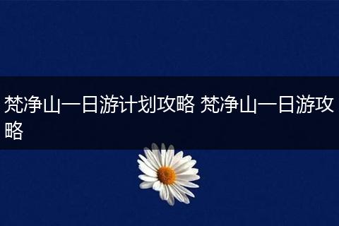 梵净山一日游计划攻略 梵净山一日游攻略