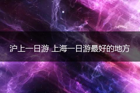 沪上一日游 上海一日游最好的地方