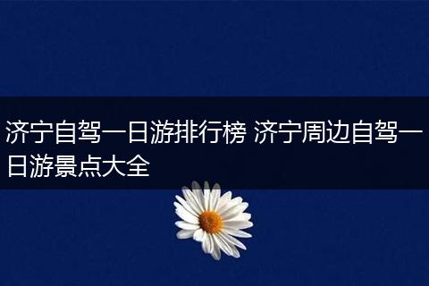济宁自驾一日游排行榜 济宁周边自驾一日游景点大全