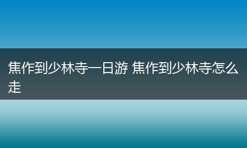 焦作到少林寺一日游 焦作到少林寺怎么走