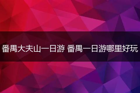 番禺大夫山一日游 番禺一日游哪里好玩