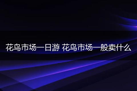 花鸟市场一日游 花鸟市场一般卖什么