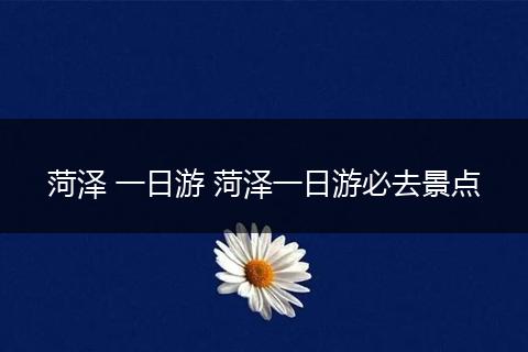 菏泽 一日游 菏泽一日游必去景点