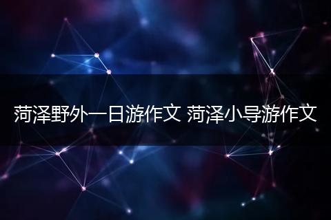 菏泽野外一日游作文 菏泽小导游作文