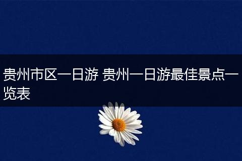 贵州市区一日游 贵州一日游最佳景点一览表