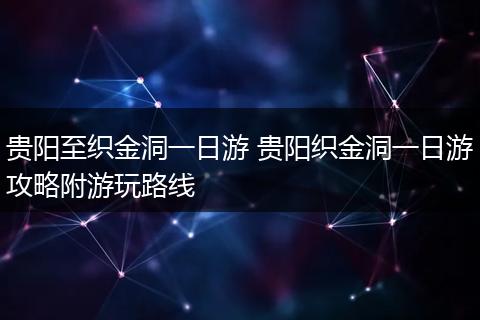 贵阳至织金洞一日游 贵阳织金洞一日游攻略附游玩路线
