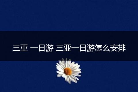三亚 一日游 三亚一日游怎么安排