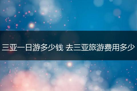三亚一日游多少钱 去三亚旅游费用多少