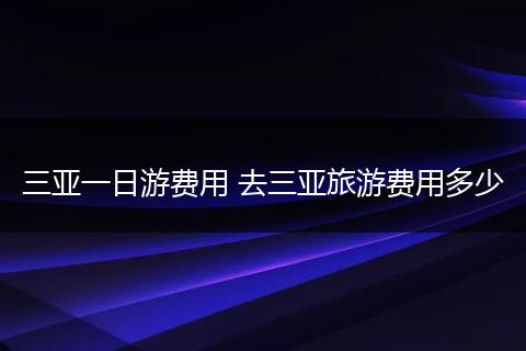 三亚一日游费用 去三亚旅游费用多少