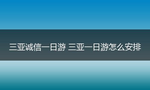 三亚诚信一日游 三亚一日游怎么安排
