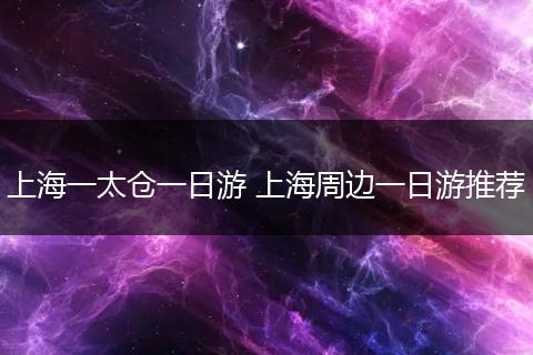 上海一太仓一日游 上海周边一日游推荐