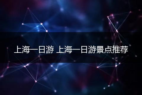 上海一日游 上海一日游景点推荐