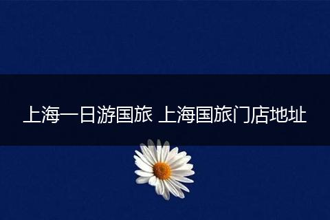 上海一日游国旅 上海国旅门店地址