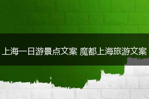 上海一日游景点文案 魔都上海旅游文案