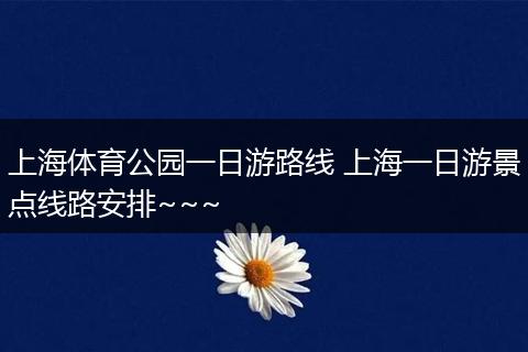 上海体育公园一日游路线 上海一日游景点线路安排~~~