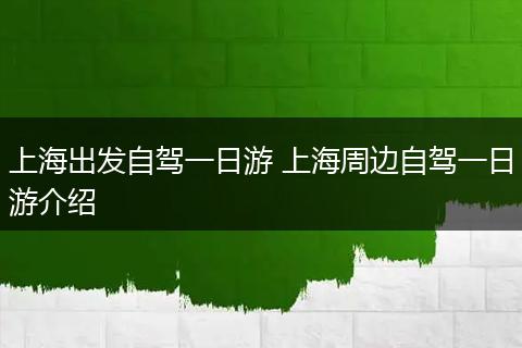 上海出发自驾一日游 上海周边自驾一日游介绍