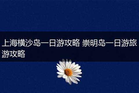 上海横沙岛一日游攻略 崇明岛一日游旅游攻略