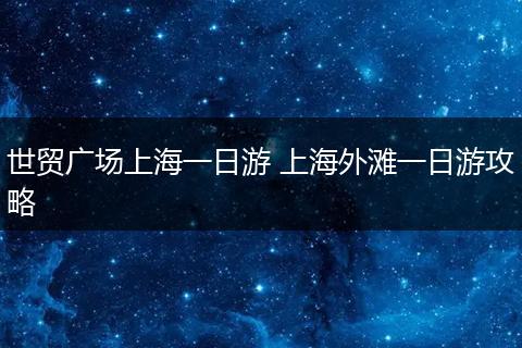 世贸广场上海一日游 上海外滩一日游攻略