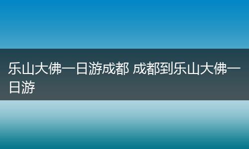 乐山大佛一日游成都 成都到乐山大佛一日游