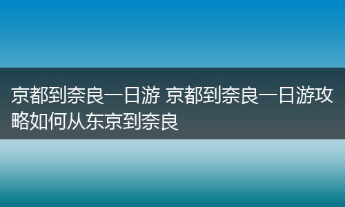京都到奈良一日游 京都到奈良一日游攻略如何从东京到奈良