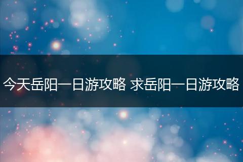 今天岳阳一日游攻略 求岳阳一日游攻略