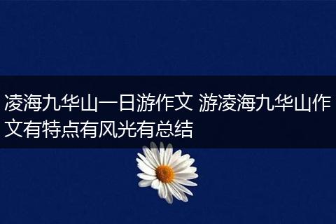 凌海九华山一日游作文 游凌海九华山作文有特点有风光有总结