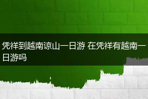 凭祥到越南谅山一日游 在凭祥有越南一日游吗
