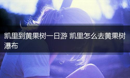 凯里到黄果树一日游 凯里怎么去黄果树瀑布