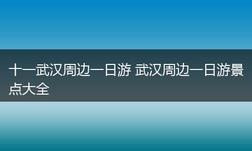 十一武汉周边一日游 武汉周边一日游景点大全