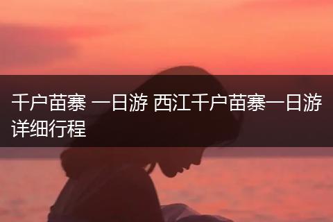 千户苗寨 一日游 西江千户苗寨一日游详细行程