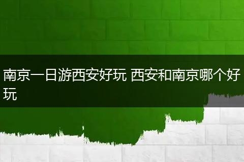 南京一日游西安好玩 西安和南京哪个好玩