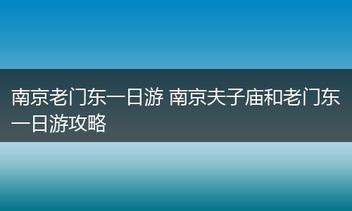 南京老门东一日游 南京夫子庙和老门东一日游攻略