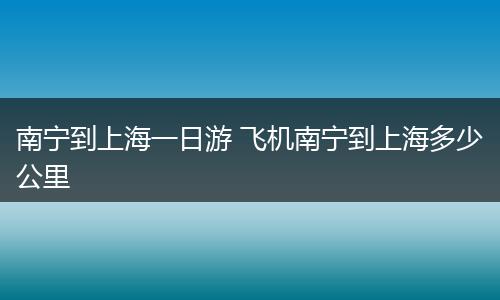 南宁到上海一日游 飞机南宁到上海多少公里