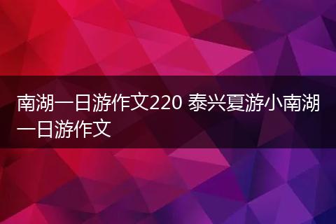 南湖一日游作文220 泰兴夏游小南湖一日游作文