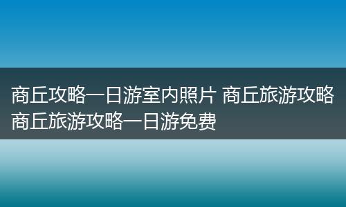 商丘攻略一日游室内照片 商丘旅游攻略商丘旅游攻略一日游免费