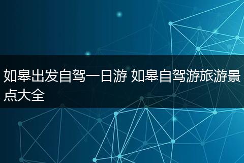 如皋出发自驾一日游 如皋自驾游旅游景点大全