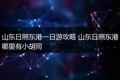 山东日照东港一日游攻略 山东日照东港哪里有小胡同