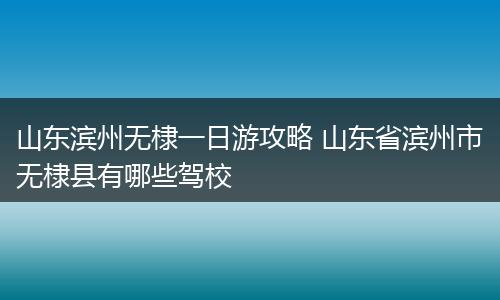 山东滨州无棣一日游攻略 山东省滨州市无棣县有哪些驾校