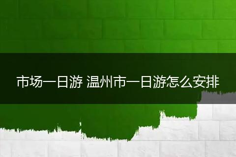 市场一日游 温州市一日游怎么安排