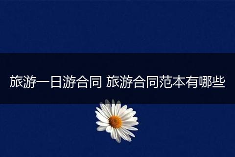 旅游一日游合同 旅游合同范本有哪些