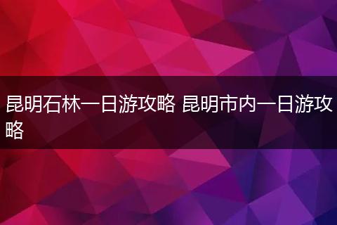 昆明石林一日游攻略 昆明市内一日游攻略