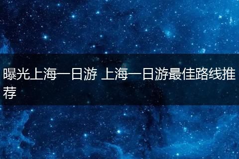 曝光上海一日游 上海一日游最佳路线推荐