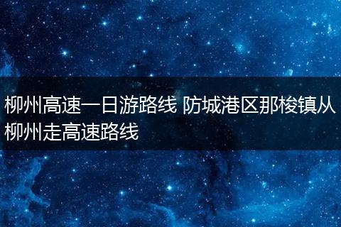 柳州高速一日游路线 防城港区那梭镇从柳州走高速路线