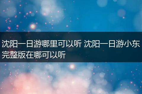 沈阳一日游哪里可以听 沈阳一日游小东完整版在哪可以听