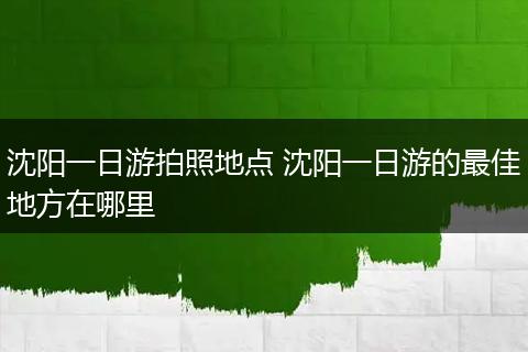 沈阳一日游拍照地点 沈阳一日游的最佳地方在哪里