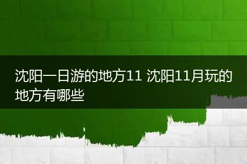 沈阳一日游的地方11 沈阳11月玩的地方有哪些