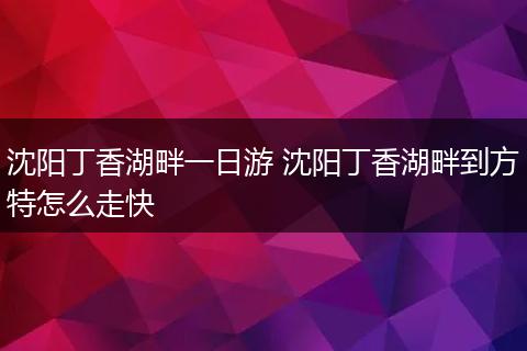 沈阳丁香湖畔一日游 沈阳丁香湖畔到方特怎么走快