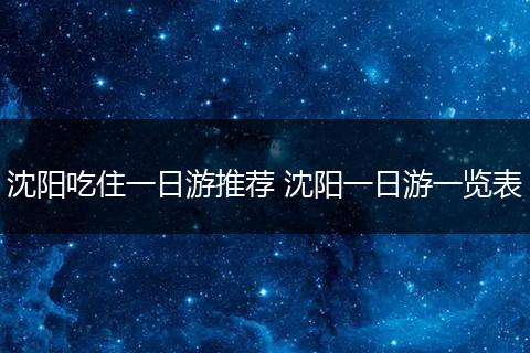 沈阳吃住一日游推荐 沈阳一日游一览表