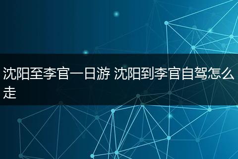 沈阳至李官一日游 沈阳到李官自驾怎么走