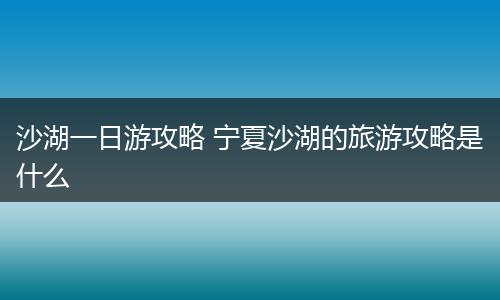 沙湖一日游攻略 宁夏沙湖的旅游攻略是什么